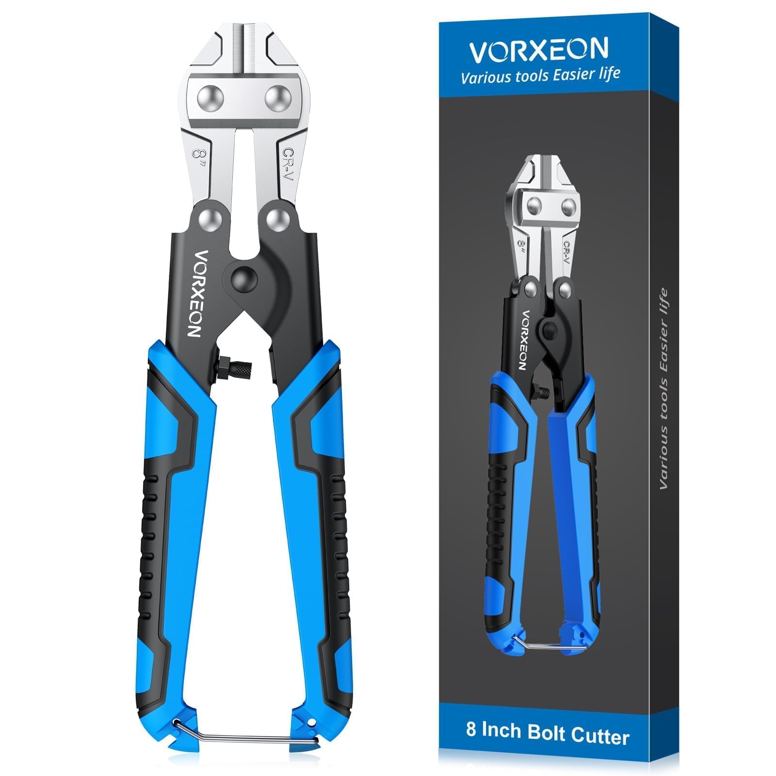 VORXEON 8 Inch Mini Bolt Cutter Chrome Vanadium Steel Blade for Fence Wire Cables Chains Small Screws Wire Cutters with Soft Anti-Slip Handle