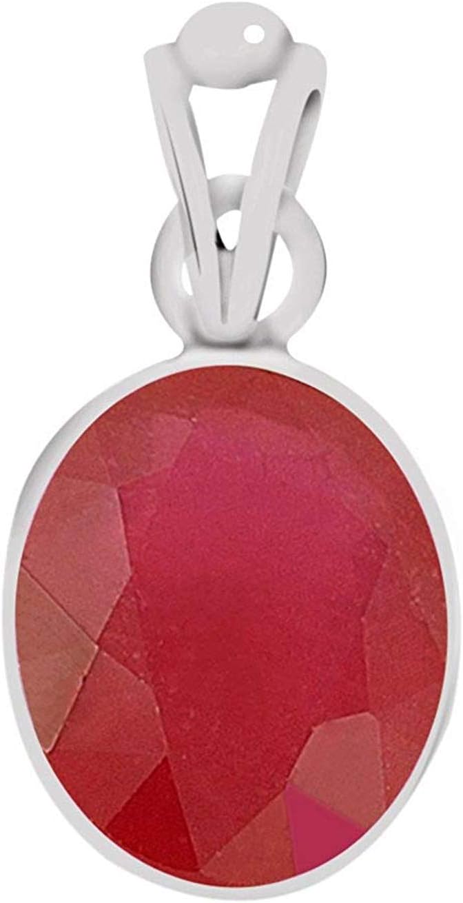 Ruby Premium (Manik) certified Gemstone 4.8cts or 5.25ratti Silver Pendant for men and women