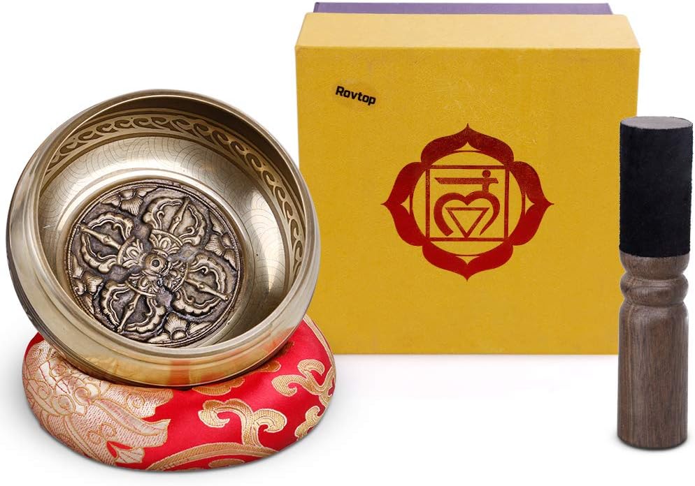 Rovtop 3.74"/9.5 cm Tibetan Singing Bowl Set for Meditation Chakra Healing, Prayer,Yoga, and Healing Through Vibration Buddhism Singing Bowl (.M)