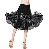 CISMARK Elegant Ballroom Latin Party Long Swing Tiered Dance Skirt for Women