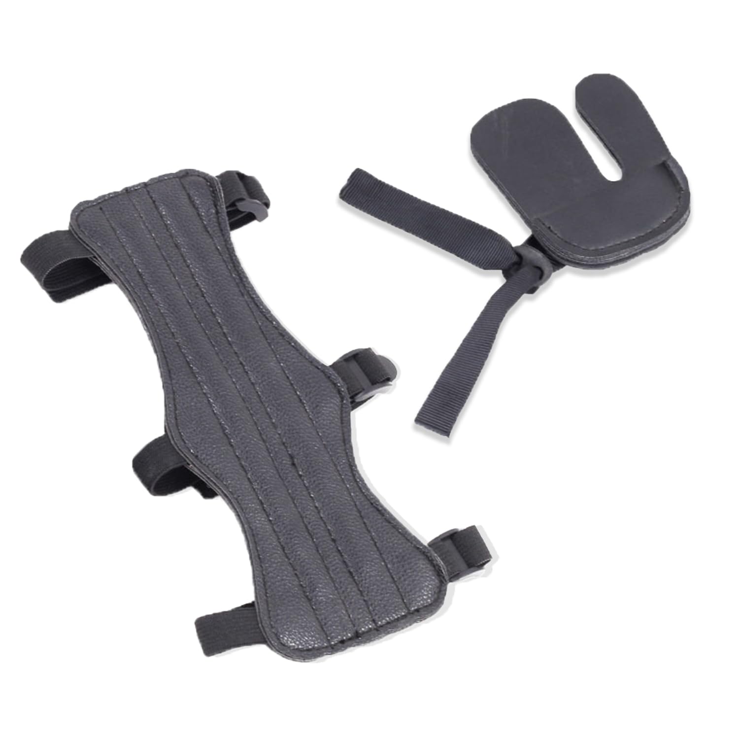 1 Set Archery Arm Guards, Armguard Protector Archery Finger Tab Bow Arm Finger Guards with Adjustable Straps Buckles, Leather Adjustable Forearm Wrist Protector for Recurve Compound Bow