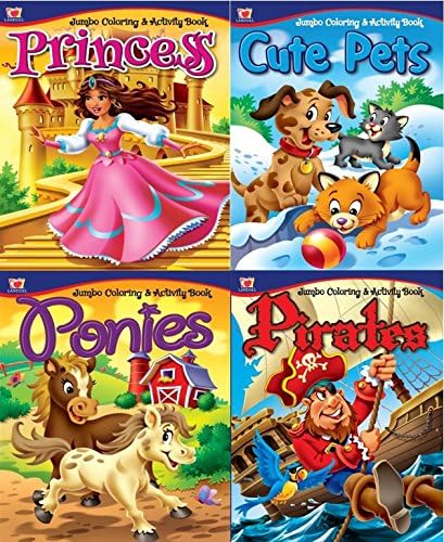 PETS, PIRATES, PRINCESS and PONIES Coloring and Activity Books