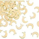 UNICRAFTALE 50pcs Moon Charms Stainless Steel Pendants Golden Charms for Jewelry Making Pendants for Necklace Bracelet Earrings DIY Crafts Hole 1mm