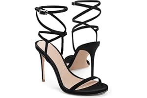 Coutgo Womens Strappy Lace up Heels Sandals Sexy High Heeled Ankle Strap Summer Dress Shoes