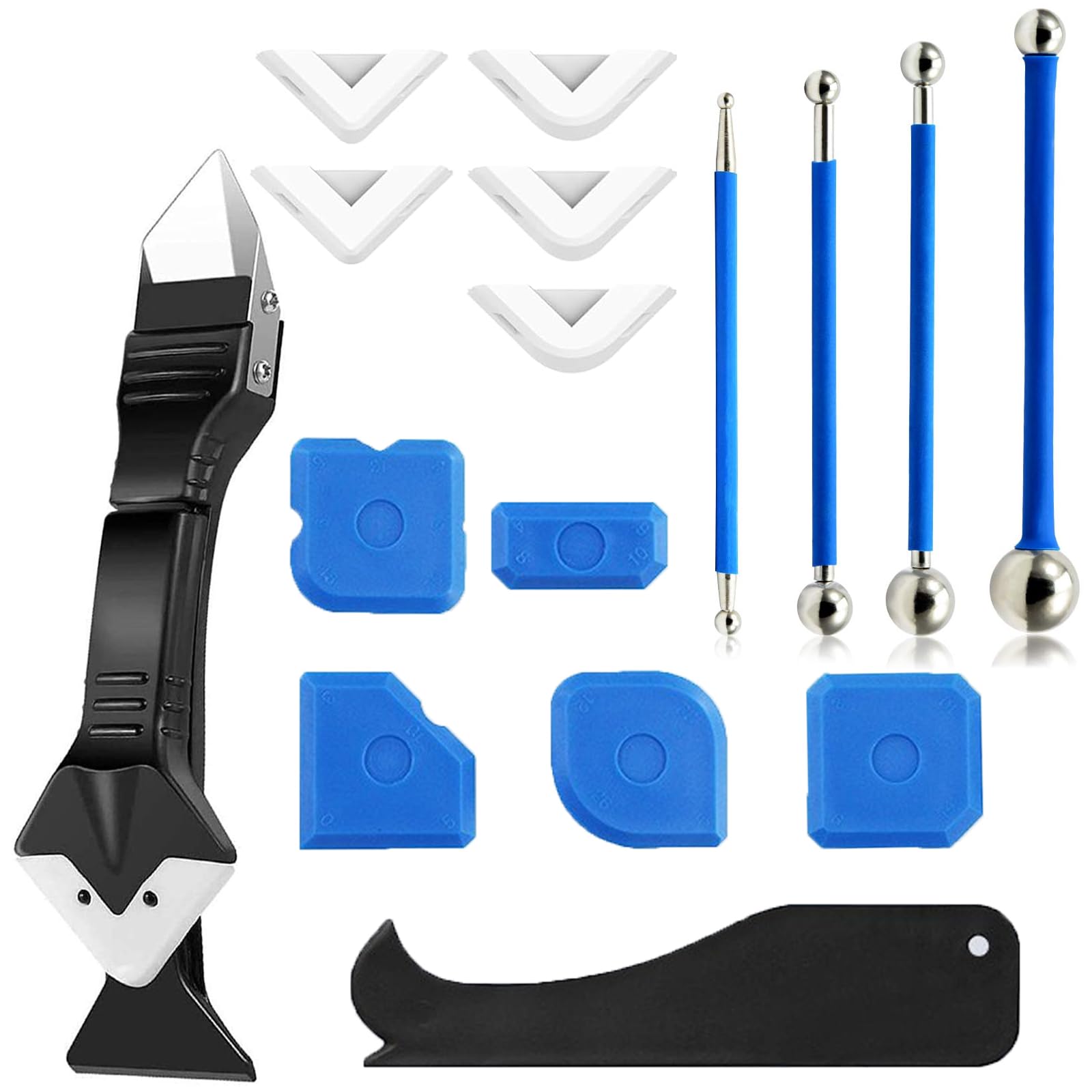 16Pcs Silicone Sealant Finishing Tool Set - Professional Bath, Kitchen, and Floor Caulking and Mastic Profiling Tools