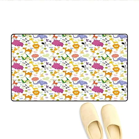 Kinhevao Tappetino Da Bagno Amore Per La Natura Tema Bambini Modello Per Bambini Con Personaggi Dei Cartoni Animati Zoo Esotici Tappetino Esterno Multicolor Amazon It Casa E Cucina