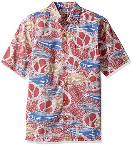 Kahala Men's Fish Net Relaxed Fit Hawaiian Shirt