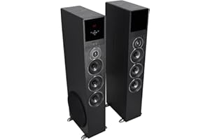 Rockville TM150B Powered Home Theater Tower Speaker System, Black, 1000W, 10" Subwoofers, Bluetooth, USB/SD Playback, FM Radio, Remote Control, Karaoke Ready, Perfect for Home Entertainment