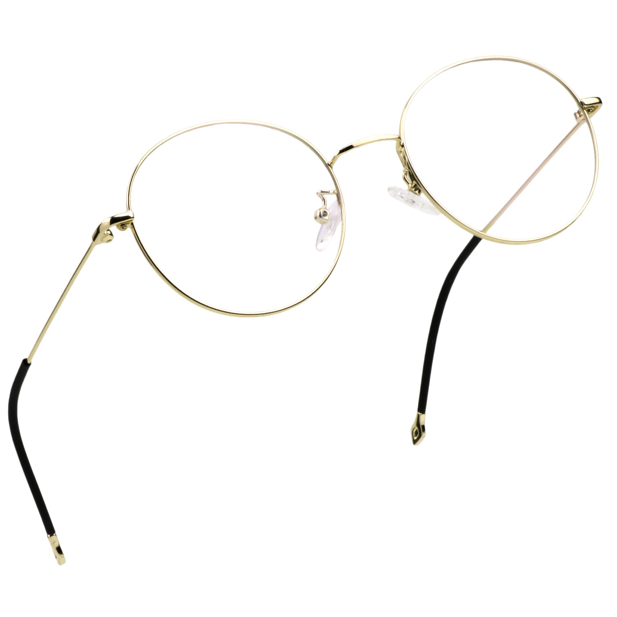 Photo 1 of LifeArt Alloy Semi-Rimless Reading Glasses,Blue Light Blocking Glasses, Anti Eyestrain, Computer Gaming Glasses, TV Glasses for Women Men, Anti Glare (Golden, No Magnification)