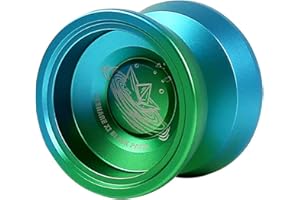 SHIREBLUE Professional Responsive Yoyo, Aluminum Yo Yo for Kids Beginner, Replacement Unresponsive Ball Bearing for Advanced Yoyo Players + 1 Glove + 5 Yoyo Strings (Blue-Green)