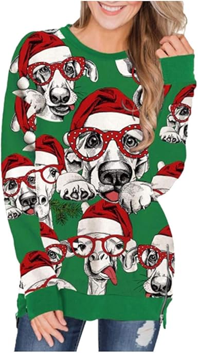 Immagini Natale Zip.Frauit Felpe Lunghe Donna Felpate Natale Felpa Ragazza Senza Cappuccio Senza Zip Natalizio Natalizi Sweatshirt Leggera Invernale Invernali Giacca Giubbotto Giacche E Cappotti Amazon It Abbigliamento