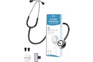 FriCARE Dual Head Stethoscope - Stethoscopes for Nurses, Medical Nursing Students, Paramedics/EMT/LVN/VNA Backup Estetoscopio, Black Tube, Stainless Steel Chestpiece