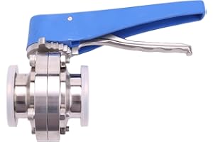 Kecung 1-1/2 inch 38mm SS304 Stainless Steel Sanitary 1.5 inch Tri Clamp Butterfly Valve Squeeze Trigger for Homebrew Dairy P