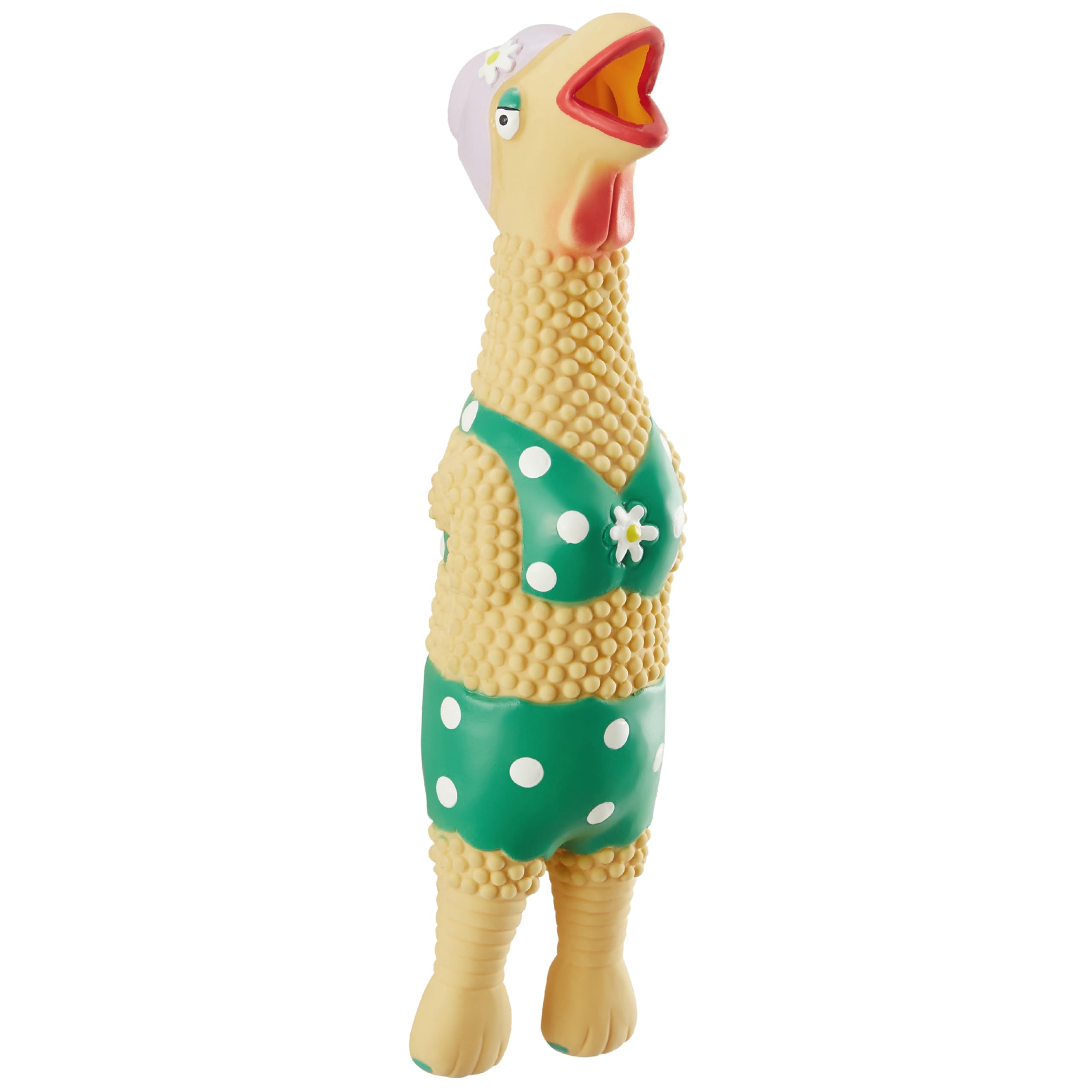 Photo 1 of Outward Hound by Charming Pet Squawkers Grandma Hippie Chick Latex Squeaky Rubber Chicken Dog Toy, Funny Interactive Holiday Toy for Dogs, Large Size