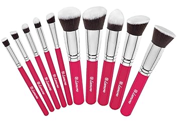 Kabuki Pinsel Set - Make Up Foundation Kosmetik Pinselset - 10 Teiliges Premium Schminkpinsel Set (Puderpinsel Foundation Rou