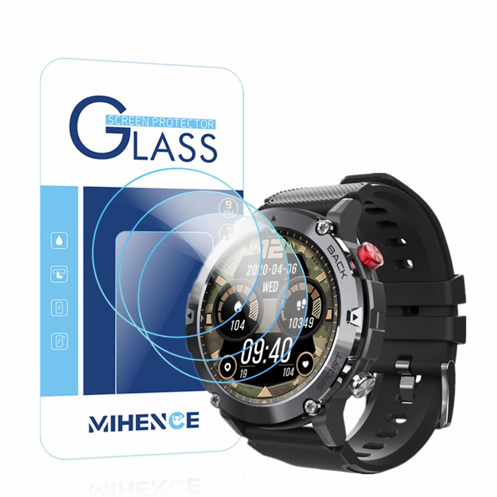 MIHENCE Screen Protector Compatible with C21 Smartwatch 1.32 Inch 9H Anti-Scratch Tempered Glass Film for AKUMAKA C21 / Pyrodum C21 / SP210 / LIGE SP-BW1830D / Linsonk C21 Smartwatch (Pack of 3)