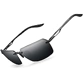 BIRCEN Mens Polarized Sunglasses for Driving: Rimless UV Protection Sun Glasses with Al-Mg Frame for Fishing Traveling Golf