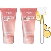 IYUWE YURI Collagen Mask, 2PCS Collagen Night Wrapping Mask, Peel Off Overnight Facial Mask, Hydrating Face Mask for Skin Care, Easy Peel Sleeping Mask for Women &amp; Teen Girls, 2.54 fl.oz Each