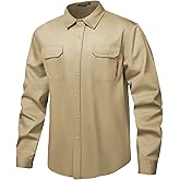 DPSAFETY FR Shirt 7oz Fire Resistant Shirts Men's,CAT2 Welding Shirt 100% Cotton Flame Resistant Shirts Khaki (XLarge)