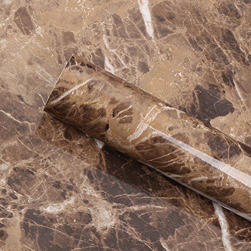 Wallstickery Marble Paper for Counter Top Brown Yellow Gray Granite Stone Look Gloss Self Adhesive Peel Stick Sticky Wall Stickers Removable Contact on Furniture Kitchen Cabinets - Thumbnail 5