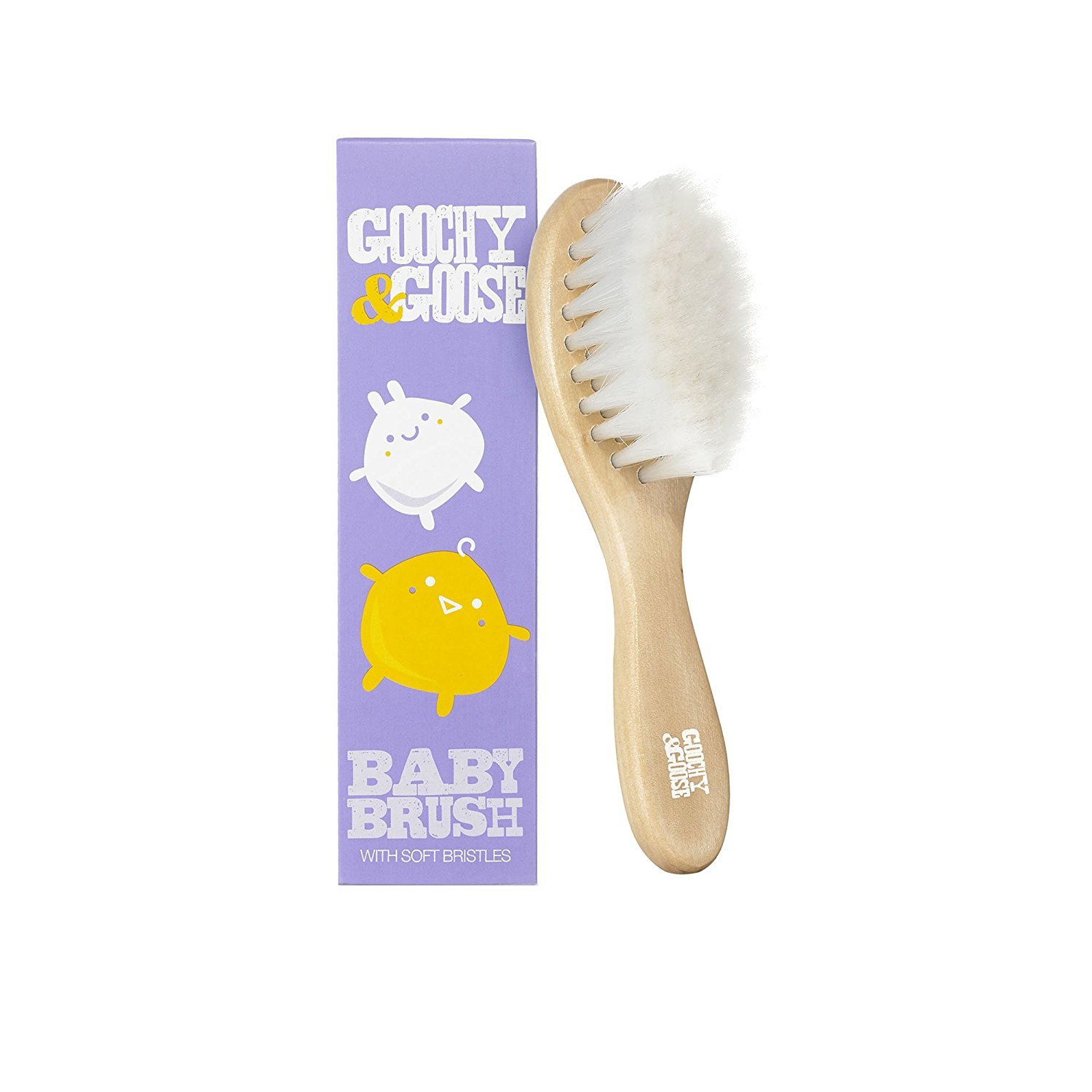 Goochy & Goose Baby Hair Brush with Wooden Handle and Super Soft Bristles