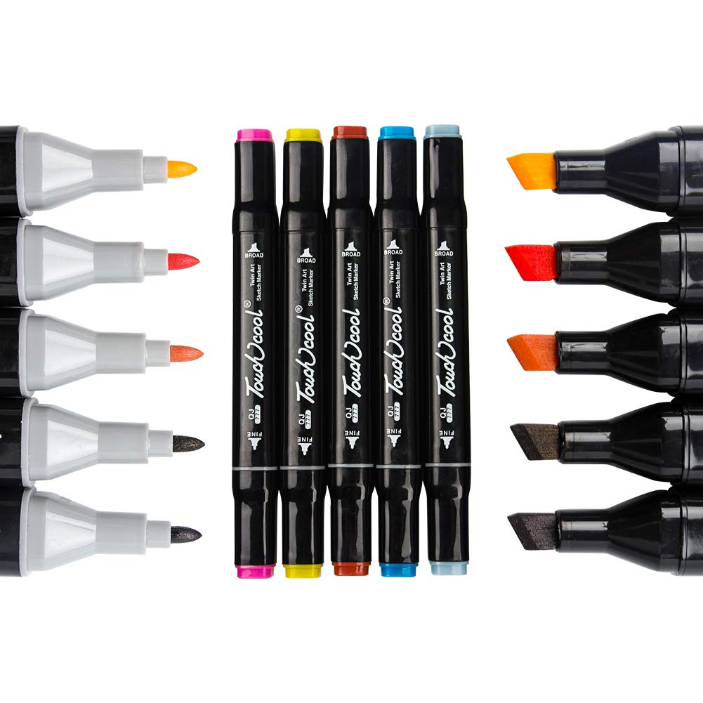 Ciaoed Artist Alcohol Based Marker Pens, 40 Colors Dual Tip Artist Markers Pens with Fine Tip and Chisel Tip for Coloring Books, Art, Sketching, Calligraphy, Manga, Bullet Journal