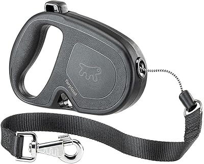 Laisse Chien Enrouleur FLIPPY ONE, Laisse pour Grands Chiens jusqu'à 35 Kg. Cordon Extensible max 5 m. Bouton de verrouillage et de déverrouillage unique, noir
