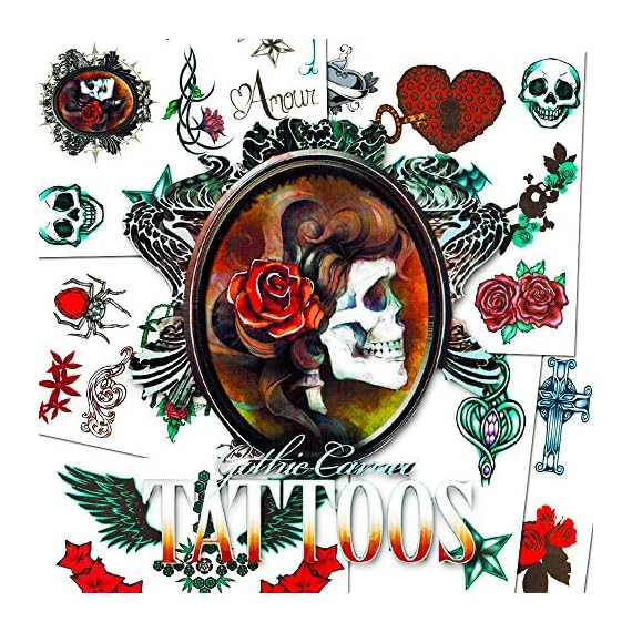 Skull-Tattoos-For-Girls-Costume-Set-36-Gothic-Temporary-Tattoos-Including-Skulls-Roses-Stars-Hearts-and-More