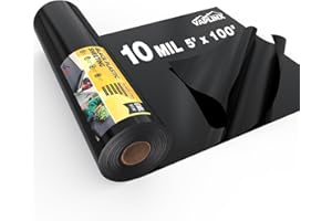 VAPLINX 10 Mil Black Plastic Sheeting 5x100 FT – Heavy Duty Polyethylene Plastic Rolls for Garden, Black Plastic Rolls for Crawl Space Vapor Barrier, Construction, Landscaping, Weed and Moisture Control