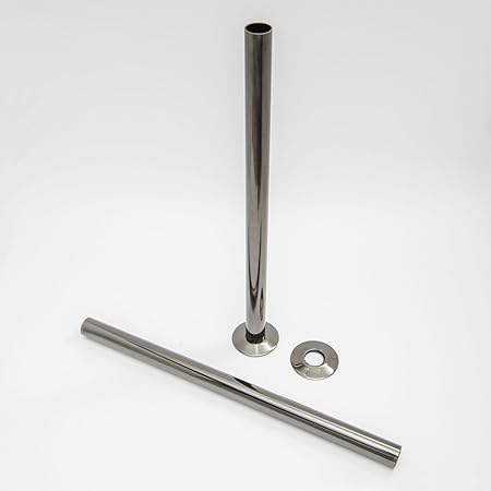 Radiator Pipe Covers 300mm Black Nickel Pair Includes Floor