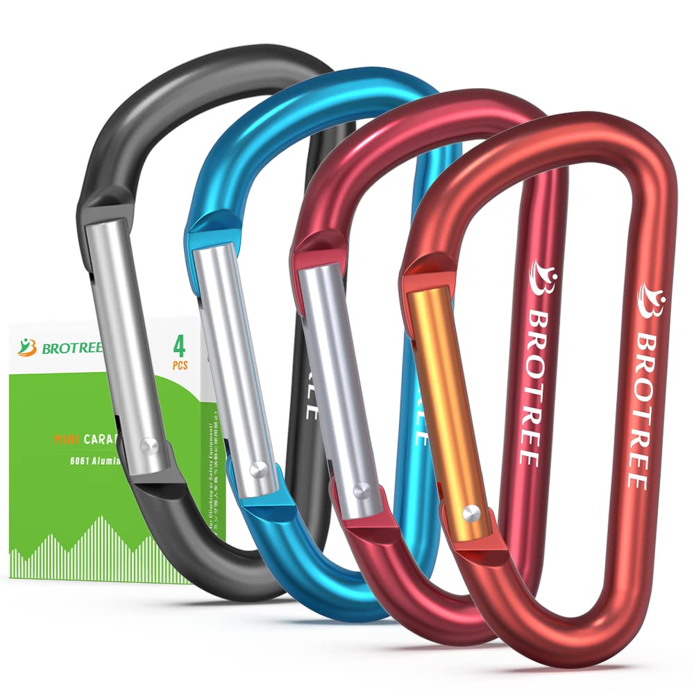 BROTREE Small Carabiner Clips Mini Aluminum Carabiner - 6cm D-Ring