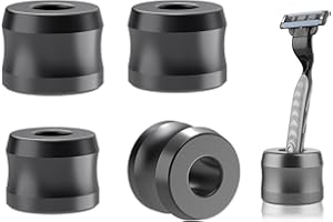 Linkidea 4 Pack Safety Razor Stand, Opening Dia 0.7" (18.5mm) Aluminum Alloy Men's Shaving Stand for Bathroom Countertops Compatible with Merkur 34HD, Gillette Fusion 5 ProGlide (Dark Grey)