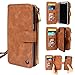 Cornmi iPhone 8 Plus Case, Leather Wallet Case 14 Card Slot Wristlet / Shoulder Strap Flip Stand Zipper Purse Detachable Magnetic Cover for iPhone 8 Plus 5.5 inch (Brown)