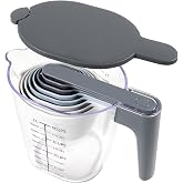 Recogwood Stackable 10-Piece Measuring Cups and Spoons Set with Lids | BPA-free &amp; dishwasher safe. Kitchen gadgets for cooking &amp; baking. Dust-proof nested utensils for dry or liquid food