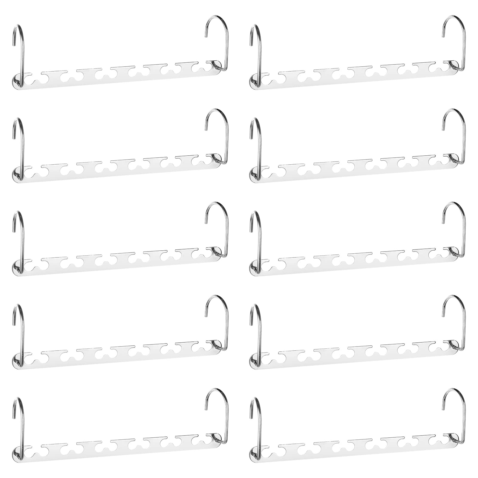 RAINBERG 10 Pack Metal Magic Hangers Space Saving Hangers Closet Space Saving Wardrobe Clothing Hanger Organizer, Updated Hook Design. (10)