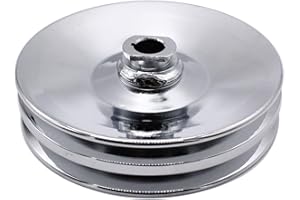 YUCHENSHLP Chrome GM Double Groove Power Steering Pump Pulley Key Way Compatible with Chevy SBC BBC 350 454