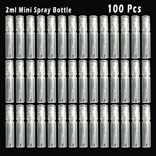OTRMAX 2ml Mini Spray Bottle/Refillable Perfume Empty Sample Tube/PP Fine Mist Bottle (Pack of 100pcs)