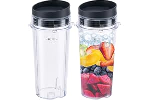 ABTER Replacement16oz Blender Cup for Ninja,Single Serve Blender Cup With Lids Set For BL770 BL780 BL660 BL740 BL810 Nutri Ninja Series Blenders (2-pack)