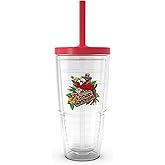 Tervis Margaritaville - It's 5 O'Clock Somewhere - Red Parrot Made in USA Double Walled Insulated Tumbler Travel Cup Keeps Drinks Cold & Hot, 24oz with Straw Lid, Classic