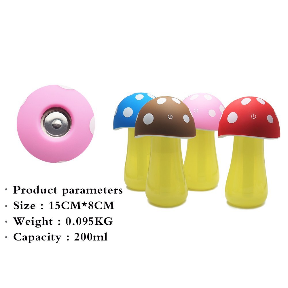 Fasthorse Mushroom Lamp Humidifier Portable USB Aromatherapy Aroma Diffuser for Office Home Travel (Pink)