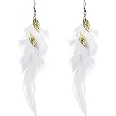 T-ztoss Feather Earrings for Women Bohemian Fringe Tassel Long Drop Dangle Earrings Lightweight Boho Statement earrings