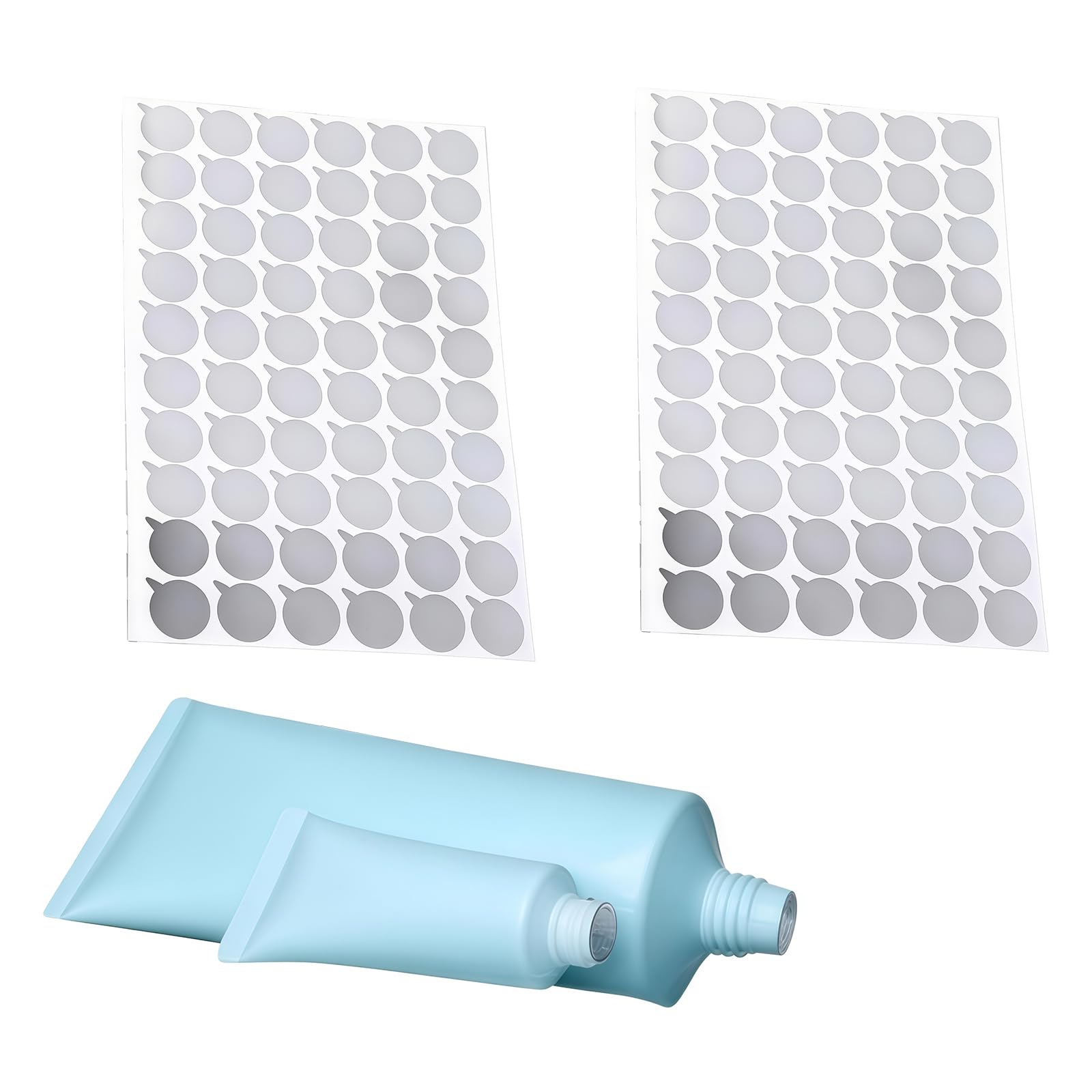 2 Sheets 200PCS Aluminum Foil Film Sticker Seal for Bottles Stopper Sealing Strip for Soft Tube Cosmetic Essentiol Oil Bottles Makeup Storage Containers (11mm)