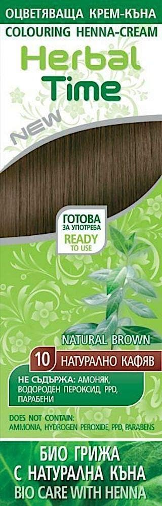 Herbal Time Henna Natural Cream Color Natural Brown Nº 10, Natural Brown 10, 75 ml (Pack of 1)