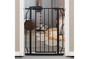 COSEND Narrow Baby Gate 24 Inch Small Black Tension Indoor Safety Gates Auto Close Walk Through Metal Narrow Dog Gate for The House Doorways Stairs (24.02"-27.56"/61-70CM, Black)