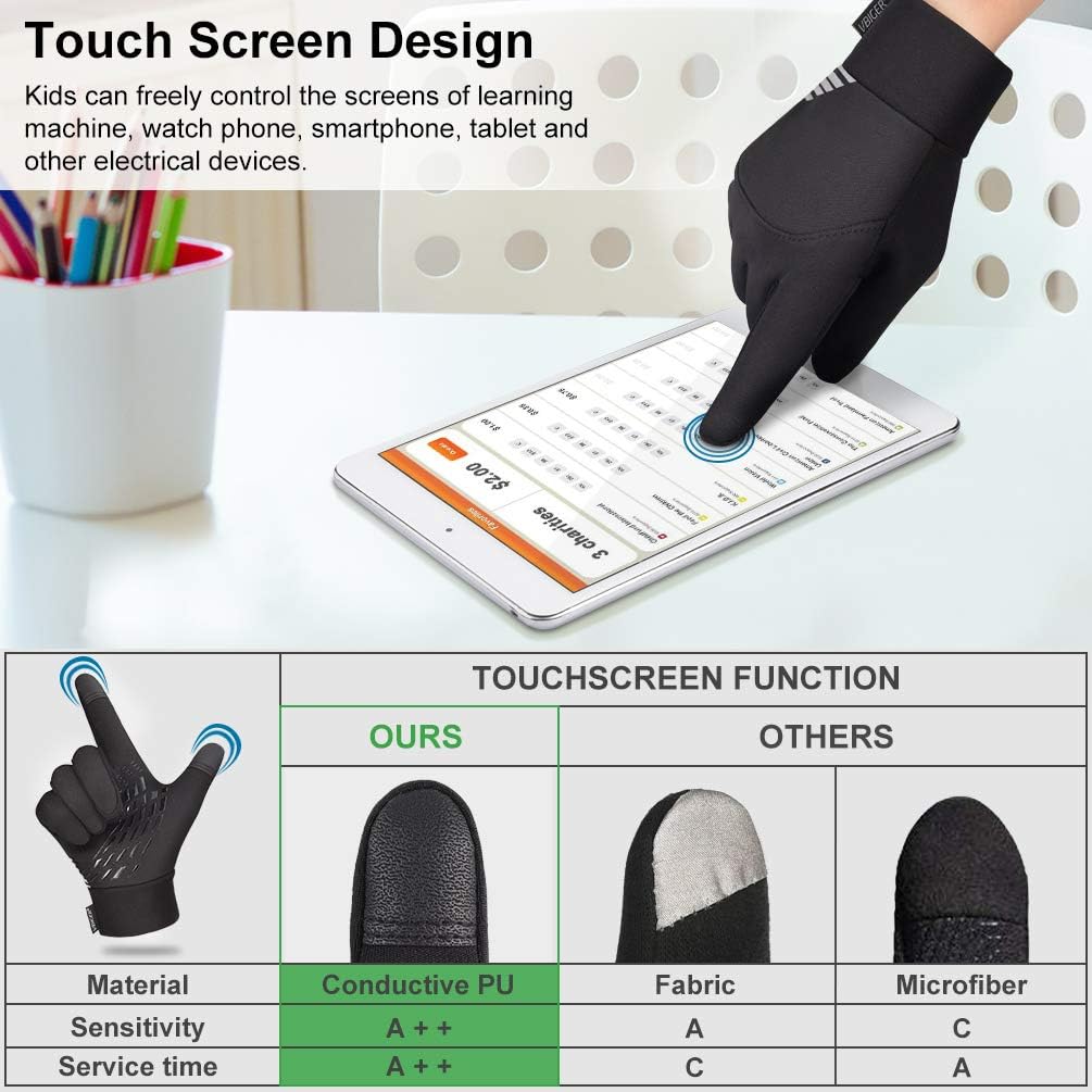 Vbiger Kids GlovesWinter Gloves Touch Screen Gloves Anti-slip Cycling Gloves Sport Gloves for Children Kids Black Gloves: Clothing