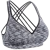 ATTRACO Women's Sport Bra Light Support Cross Back Soft Wire Free Black M