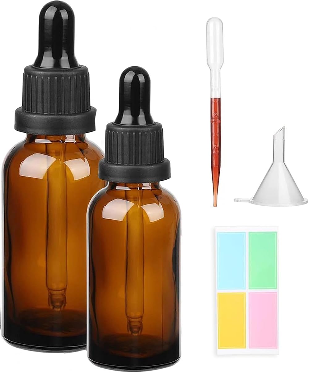 Hyber&Cara Amber Glass Bottle 50ml 100ml with Glass Pipette Dropper