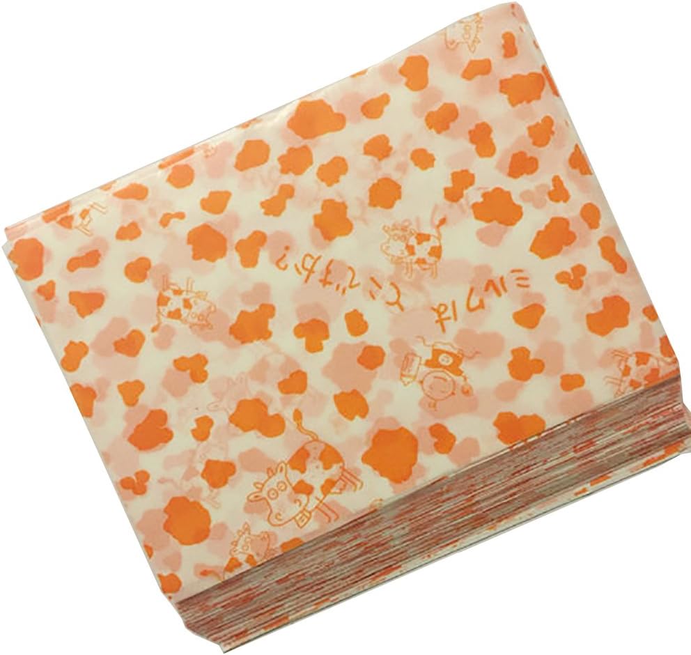 Ecago 500PCS Lovely Printed Wax Paper for Baking Nougat Candy Wrapping Paper Greaseproof Wax Paper Homemade Candy Wrapper Paper (Orange) S748