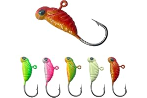 JIATAI FISHING 15 Pcs Ice Fishing Jigs for Panfish Walleye Sunfish Winter Ice Jigging Tackle Accessories Box Colorful Lead Jig Heads Glow Jigs for Ice Fishing