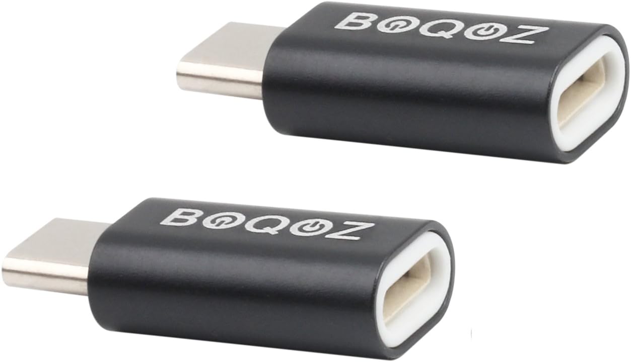 iOS to USB-C Adapter 2-Pack BOQOZ iOS Cable Female to USB Type C Male Data Sync and Charging for Pixel4/ 3XL/2, Samsung Note10 S10 Huawei Oneplus LG and More Support OTG (Black)